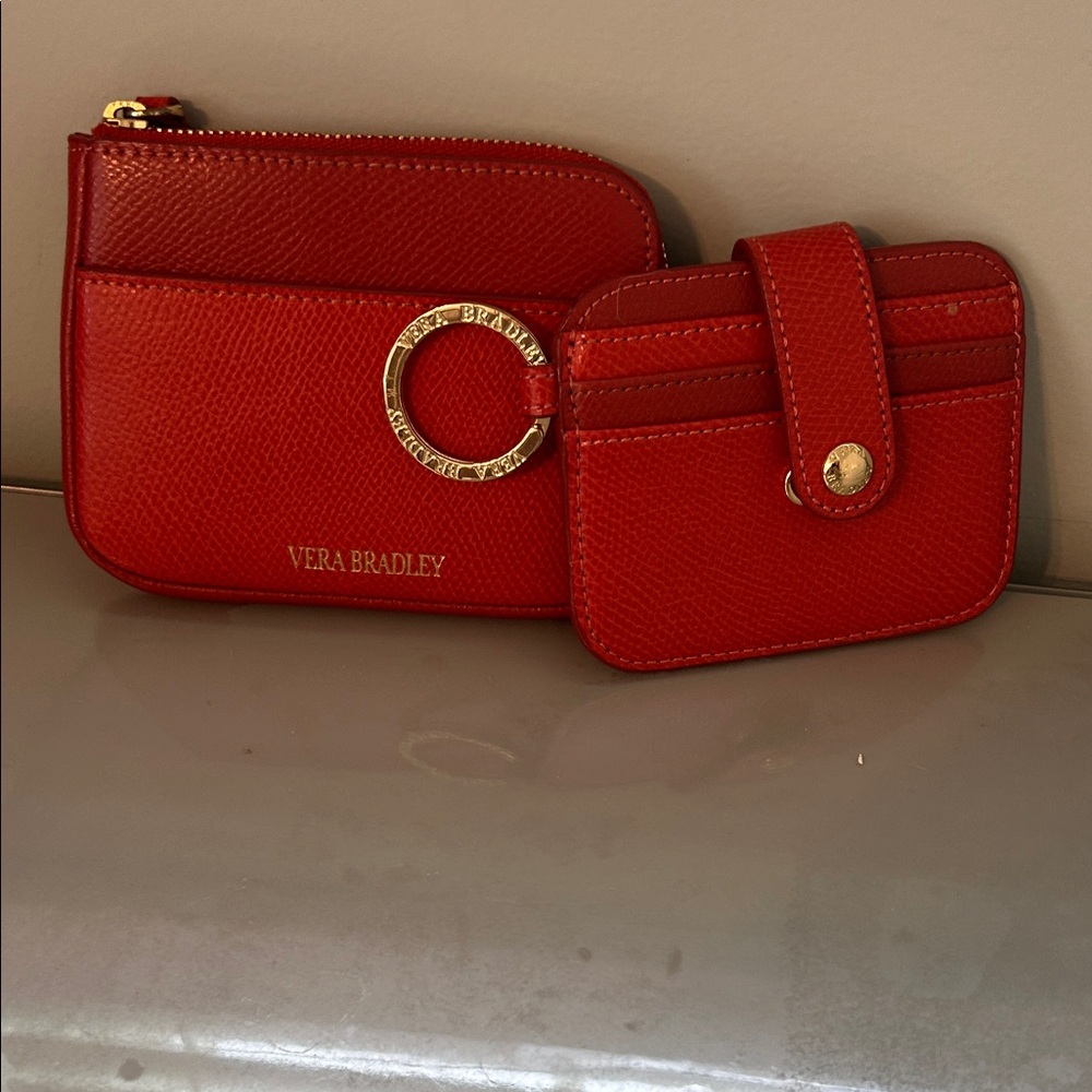 Vera Bradley Red Wallet and Card Holder Set